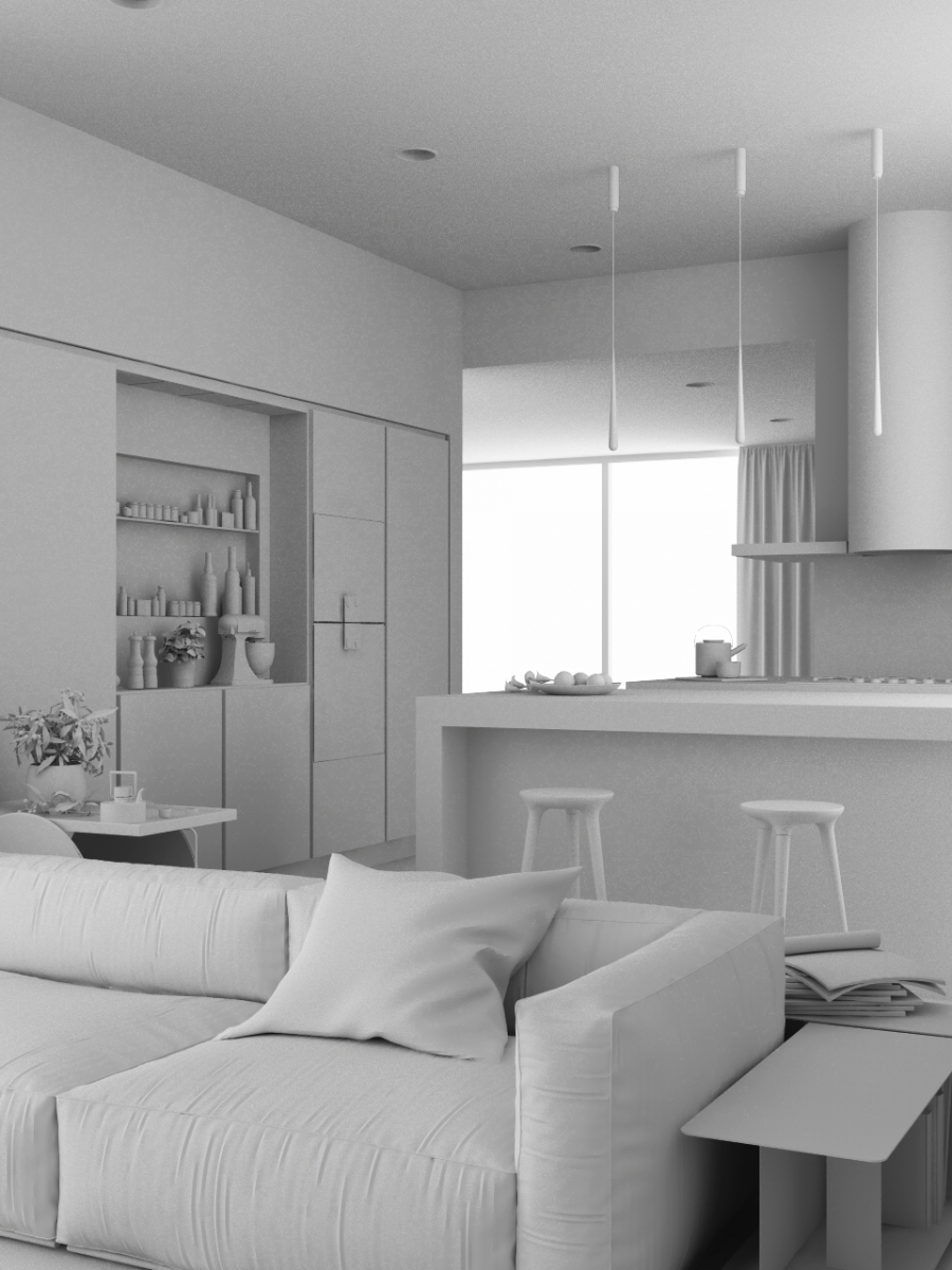 3D RENDERING_INTERIOR DESIGN_living kitchen