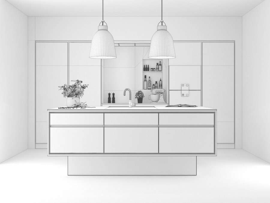 3D RENDERING_INTERIOR DESIGN_black kitchen