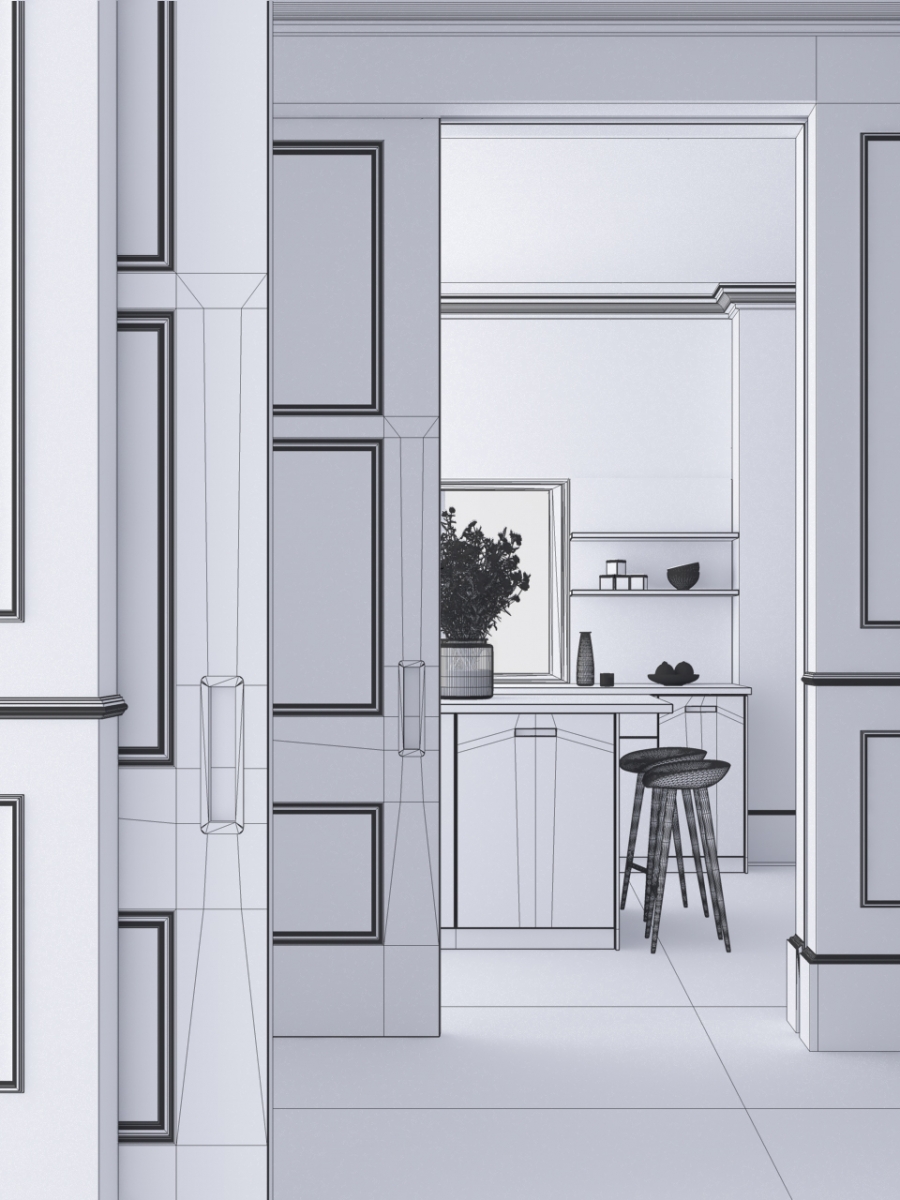 3D RENDERING_INTERIOR DESIGN_kitchen view