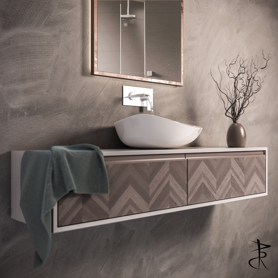 mobile bagno in laccato e tranciato legno by pietro lissoni