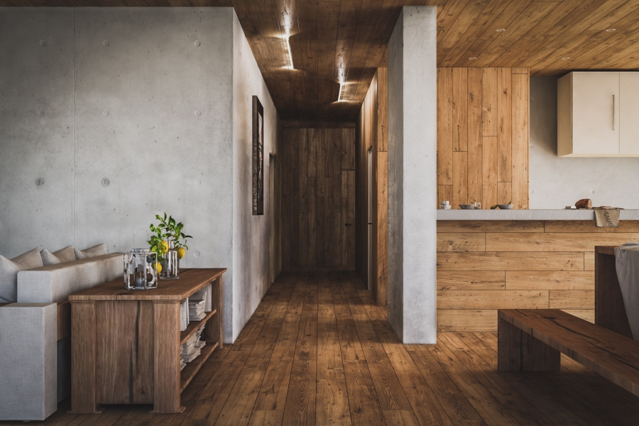 Wooden house interior