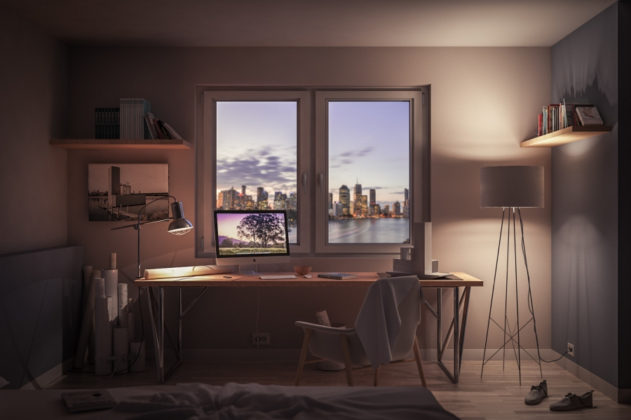 Bedroom at dusk